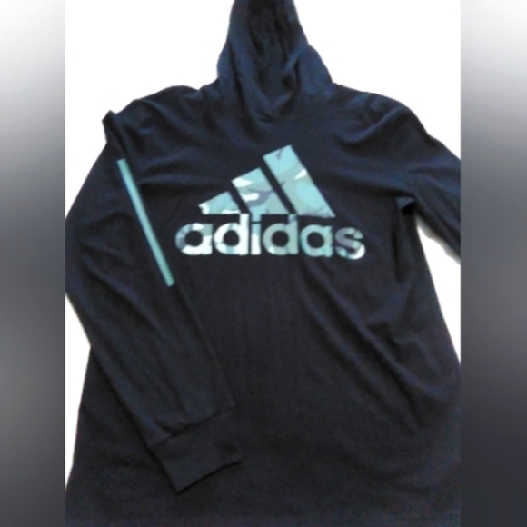 adidas camo long sleeve tee with hood - Picture 1 of 2